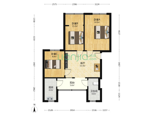 计生委宿舍 3室1厅1卫 78平方