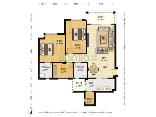南沙碧桂园 3室1厅2卫 116平方