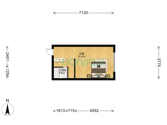 嘉禾花园 1室0厅1卫 34平方
