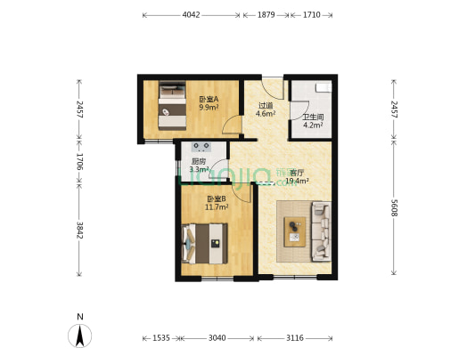 北京城建·广悦居 2室1厅1卫 80平方