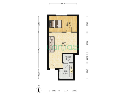 新天地公寓 1室1厅1卫 49平方