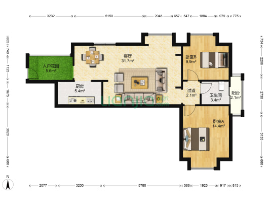 鑫天御景湾一期 2室1厅1卫 89平方