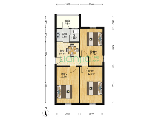 桃北小区 3室1厅1卫 71平方