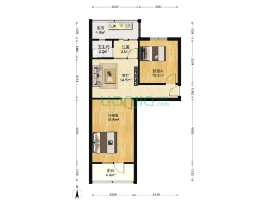 六中家属院 2室1厅1卫 51平方