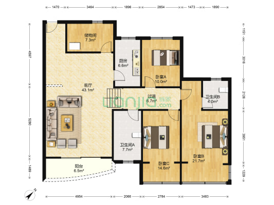 璧秀苑 3室1厅2卫 151平方