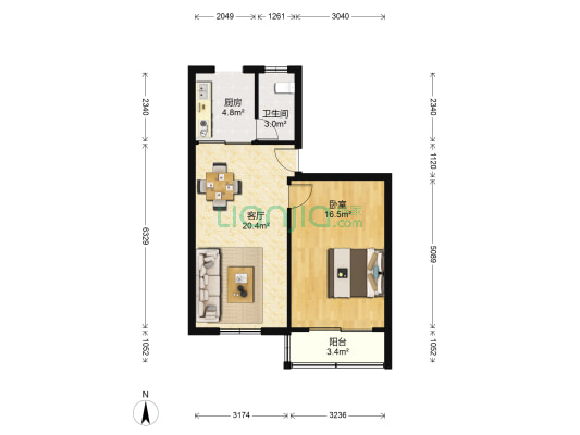 孙蒋新村 1室1厅1卫 58平方