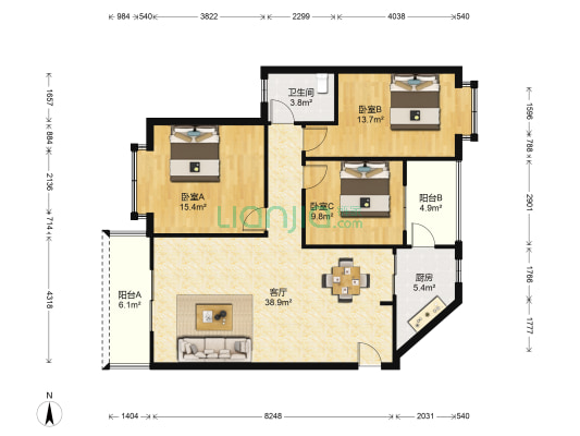 盛世名居 3室1厅1卫 102平方