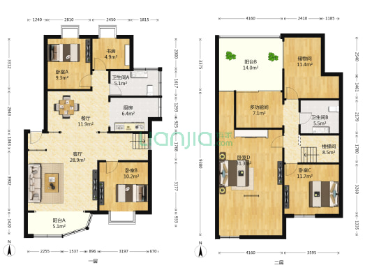 城投康泽园北区 6室2厅2卫 156平方