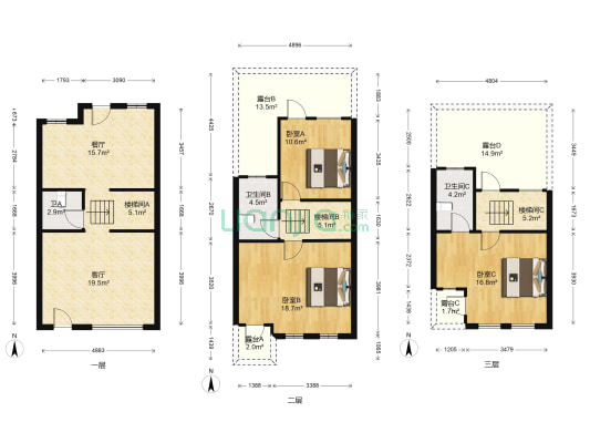 美村丽园 3室2厅3卫 173平方