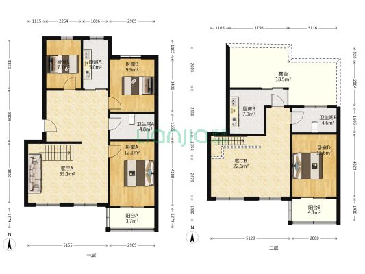 范阳主路 二康旁 跃层大四居 带露台 诚意卖-户型图