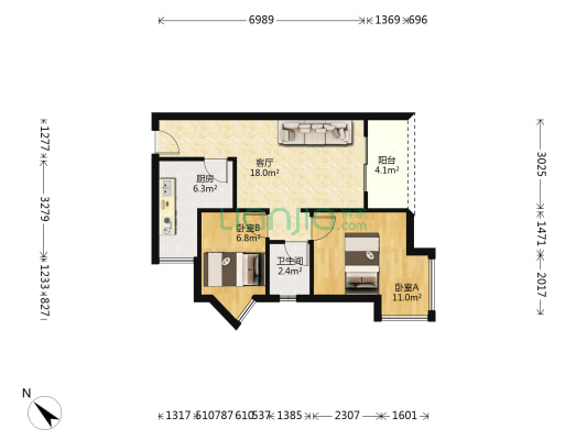 锦西人家三区 2室1厅1卫 60平方