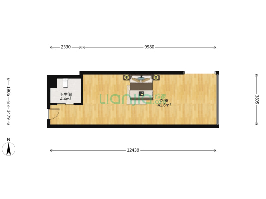 岷江国际 1室0厅1卫 54平方