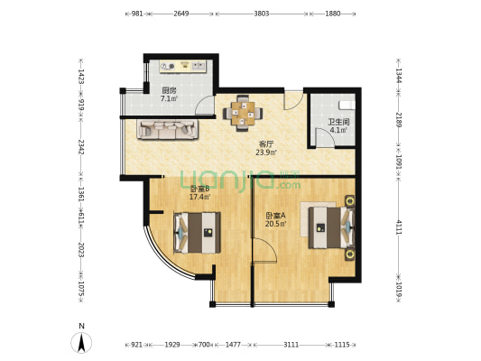 MAX未来广场 2室1厅1卫 95平方