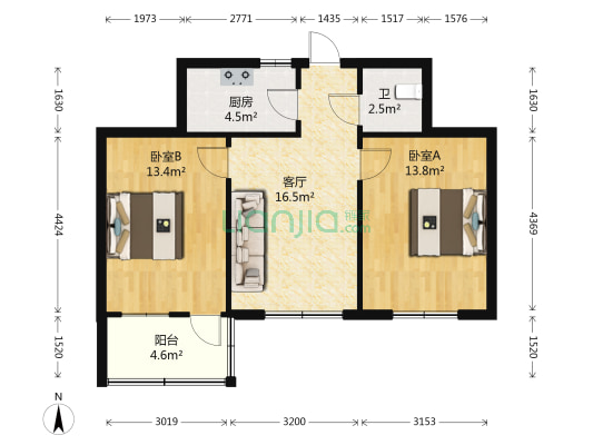 黄台南路67号 2室1厅1卫 67平方