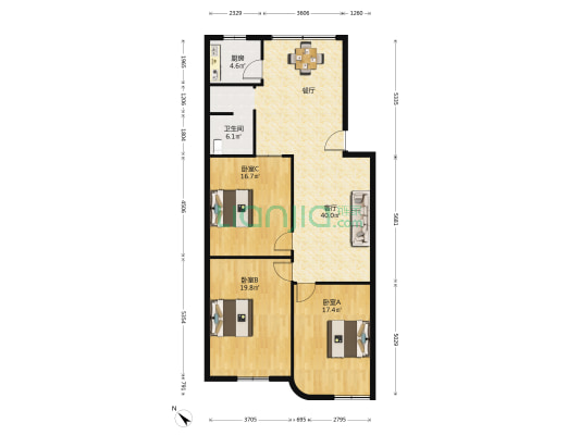 苏湖路246号 3室1厅1卫 120平方