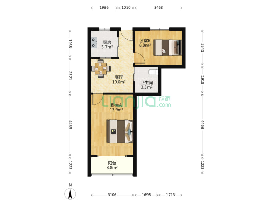 星保花苑 2室1厅1卫 65平方