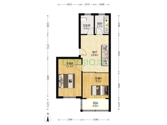 哈密路428弄 2室1厅1卫 60平方