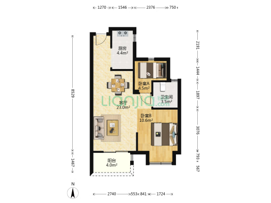 宋都城投学林新天地 2室1厅1卫 70平方