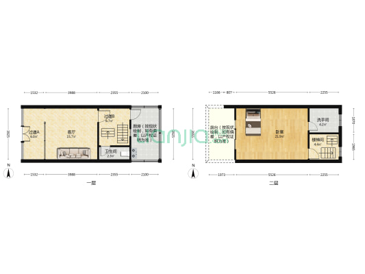 火车站广场 1室1厅2卫 77平方