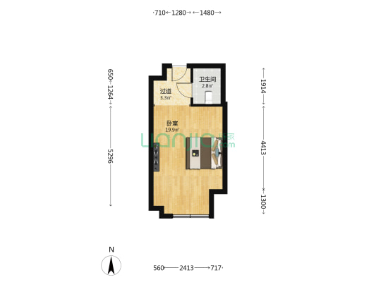 济水柏然公馆 1室0厅1卫 41平方