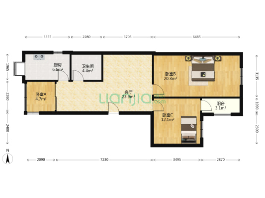 汉阳大街75号 3室1厅1卫 89平方