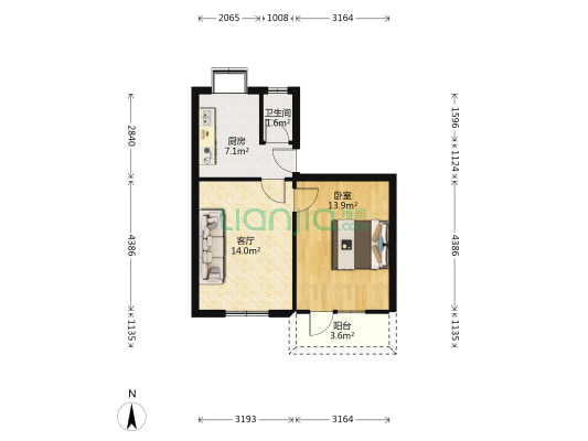 省科技厅宿舍 1室1厅1卫 48平方
