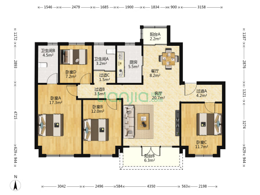 碧桂园·翡丽公馆 4室2厅2卫 144平方