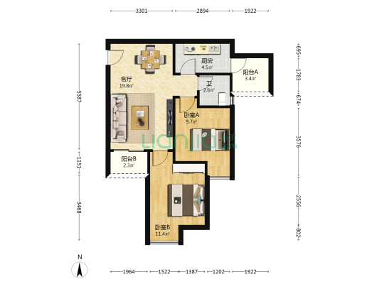 半岛佳园E区 2室1厅1卫 70平方