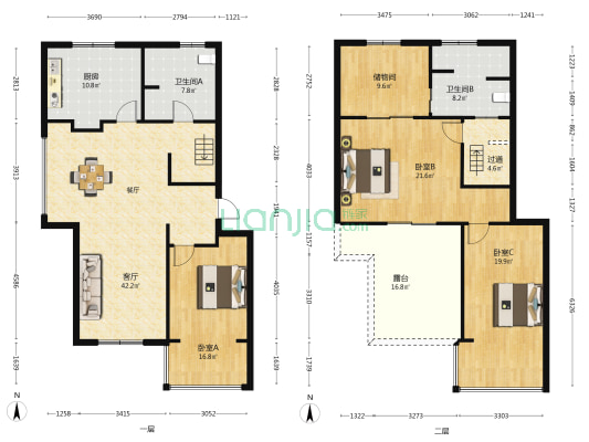 正大文萃苑 3室1厅2卫 136平方