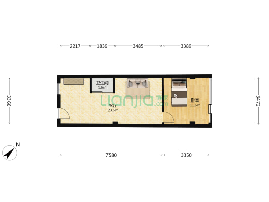 三阳村 1室1厅1卫 43平方