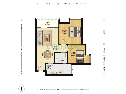 维丰创意绿苑 2室1厅1卫 71平方