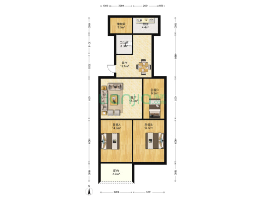 联安里文化中心住宅楼 3室2厅1卫 94平方