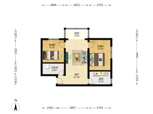 同盛里 2室1厅1卫 61平方