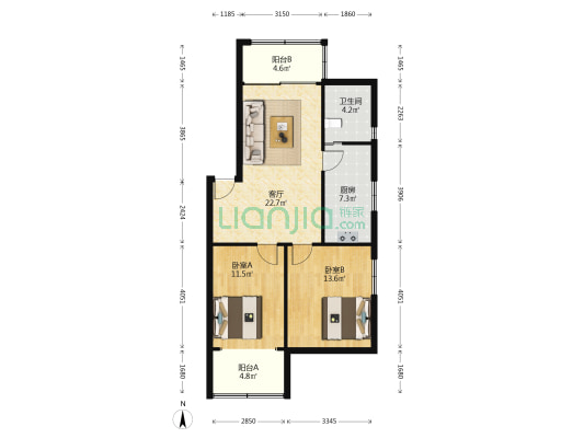 德胜路177号 2室1厅1卫 81平方