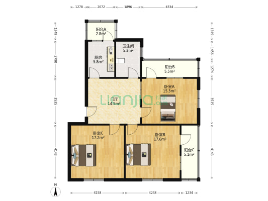 松电新邨 3室0厅1卫 100平方