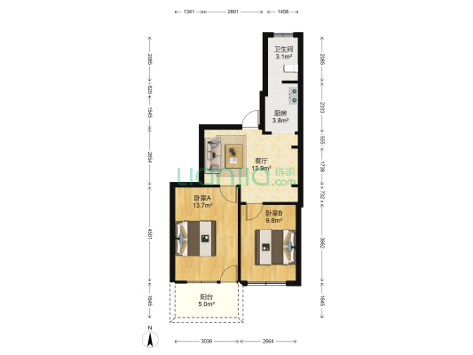 下藤小区 2室1厅1卫 62平方