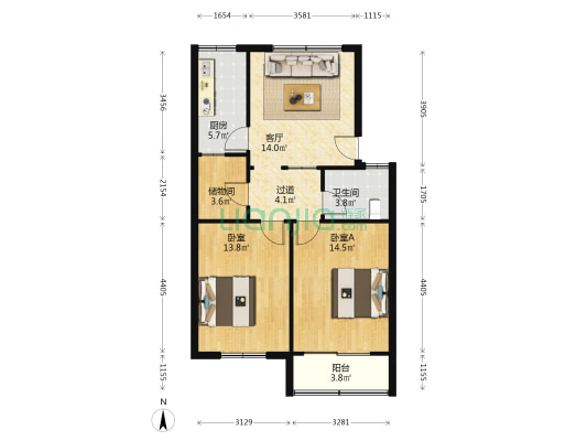 河东街21号 2室1厅1卫 79平方