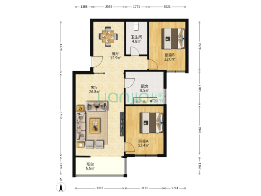 公交五公司家属院（火车站东路） 2室2厅1卫 119平方