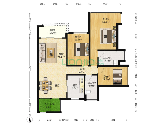 雅居乐七里海 3室1厅2卫 122平方