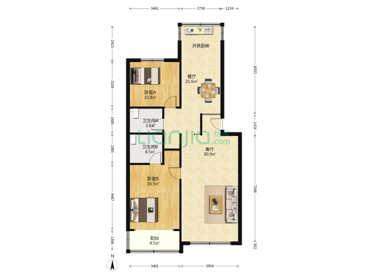 正一山庄 2室2厅2卫 112平方