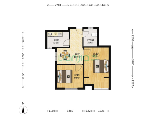 同康苑 2室1厅1卫 69平方
