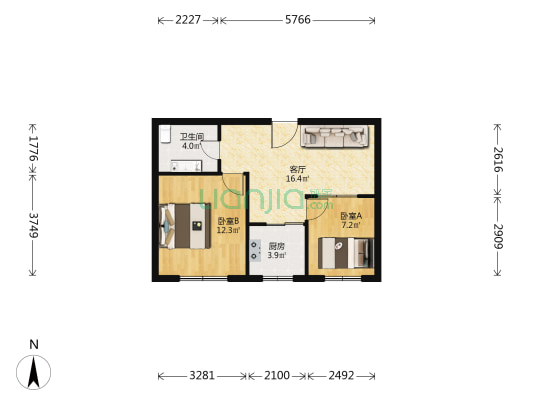 新胜园小区二期 2室1厅1卫 64平方