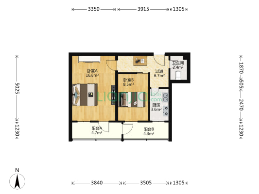 崇文门西大街3号 2室0厅1卫 54平方