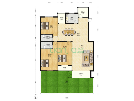 连城别苑逸园 3室2厅2卫 190平方