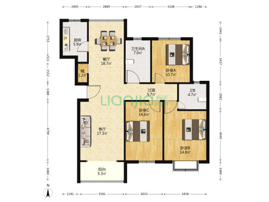宋韵名都 3室2厅2卫 134平方