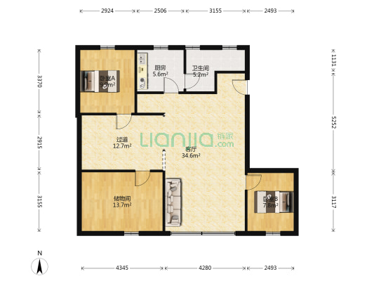 凉山路64号附2号 2室1厅1卫 115平方