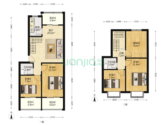 宏林名苑二区 4室1厅2卫 115平方