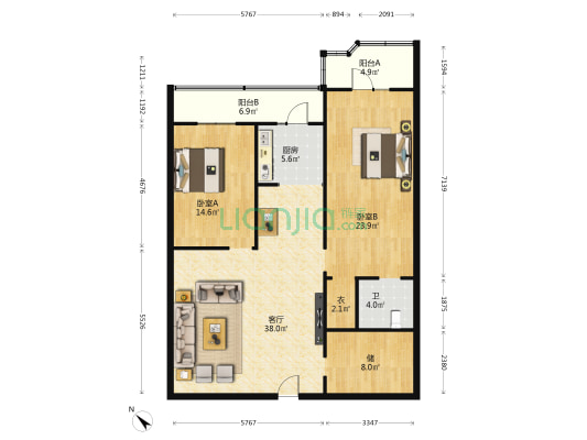 龙凤大厦 2室1厅1卫 136平方