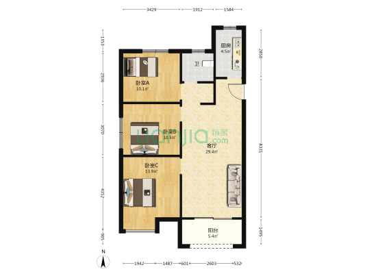 华安城御良园 3室1厅1卫 103平方