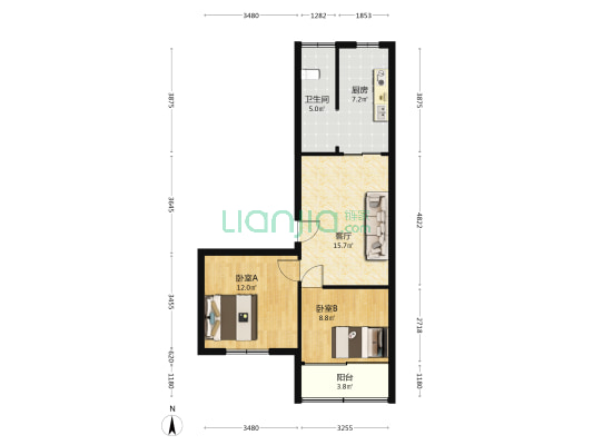 玉虹街119号 2室1厅1卫 67平方